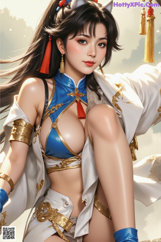 Hentai - Exotic Allure of the Untamed Lands Set.1 20250124 Part 9 No.687f4c A woman in a blue and white outfit posing for a picture.